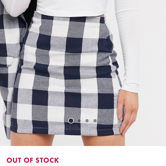 NWT ASOS HEARTBREAK GINGHAM PLAID MINI SKIRT - Picture 3 of 5